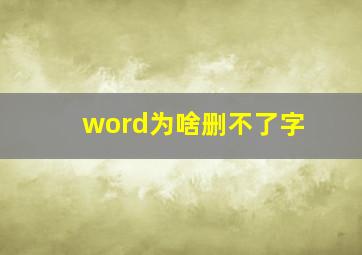 word为啥删不了字