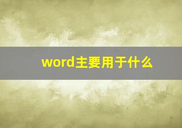 word主要用于什么