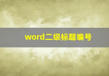 word二级标题编号