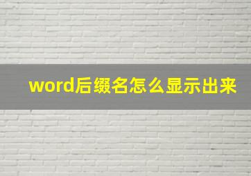 word后缀名怎么显示出来