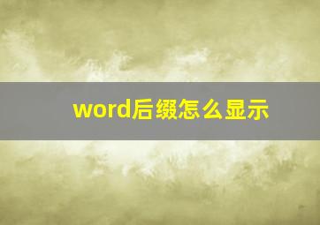 word后缀怎么显示