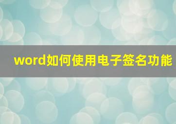 word如何使用电子签名功能