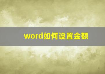 word如何设置金额