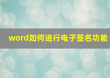 word如何进行电子签名功能