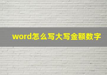 word怎么写大写金额数字