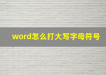 word怎么打大写字母符号