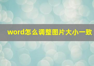 word怎么调整图片大小一致