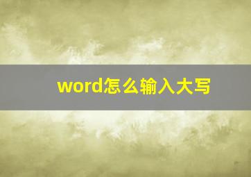 word怎么输入大写