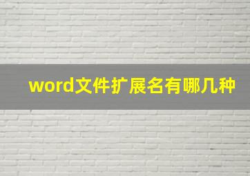 word文件扩展名有哪几种