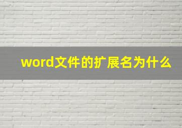 word文件的扩展名为什么