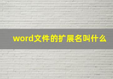 word文件的扩展名叫什么