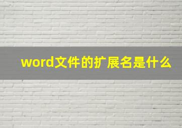 word文件的扩展名是什么