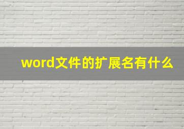 word文件的扩展名有什么