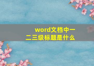 word文档中一二三级标题是什么