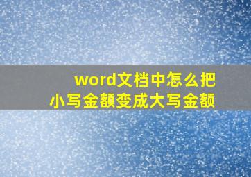 word文档中怎么把小写金额变成大写金额