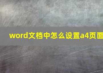 word文档中怎么设置a4页面