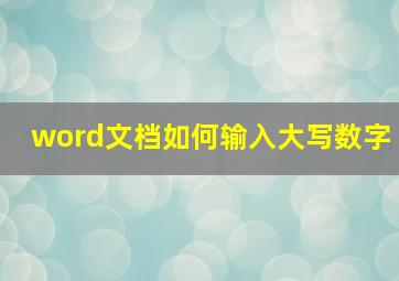 word文档如何输入大写数字