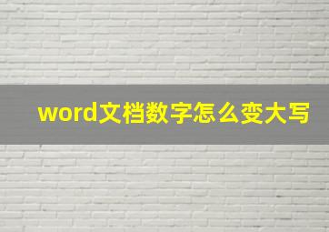 word文档数字怎么变大写