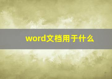 word文档用于什么