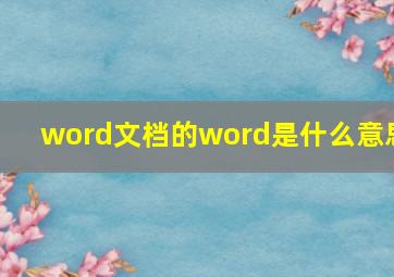 word文档的word是什么意思