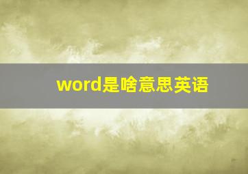 word是啥意思英语