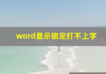 word显示锁定打不上字