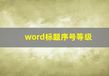 word标题序号等级