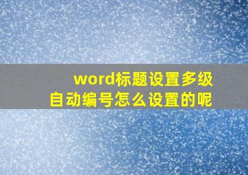 word标题设置多级自动编号怎么设置的呢