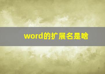 word的扩展名是啥