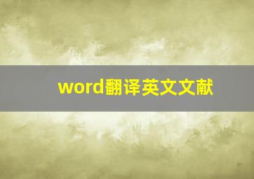 word翻译英文文献