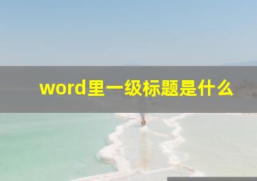 word里一级标题是什么