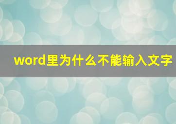 word里为什么不能输入文字