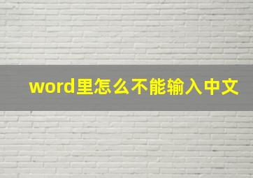 word里怎么不能输入中文