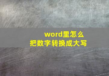 word里怎么把数字转换成大写