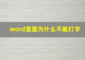 word里面为什么不能打字