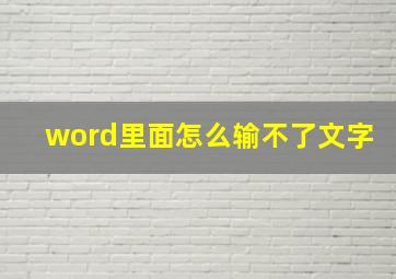 word里面怎么输不了文字