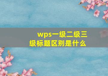 wps一级二级三级标题区别是什么