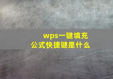 wps一键填充公式快捷键是什么