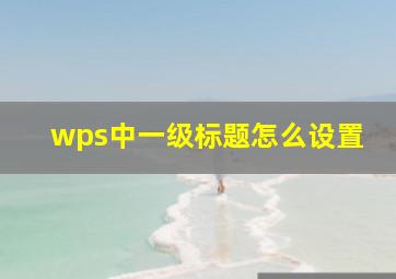 wps中一级标题怎么设置