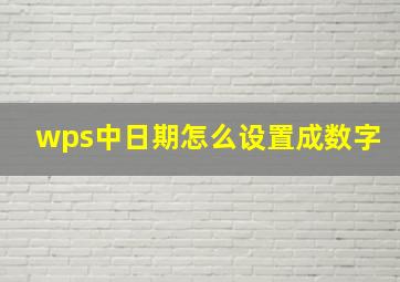 wps中日期怎么设置成数字