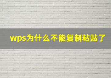 wps为什么不能复制粘贴了