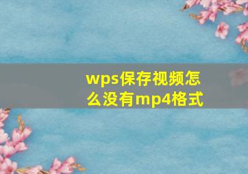 wps保存视频怎么没有mp4格式