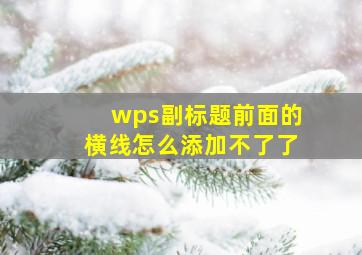 wps副标题前面的横线怎么添加不了了