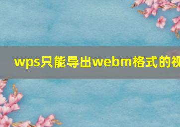 wps只能导出webm格式的视频