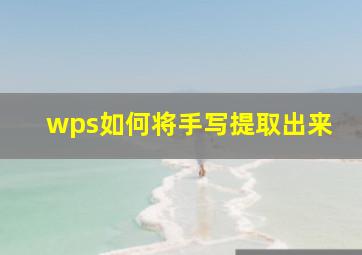 wps如何将手写提取出来