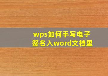 wps如何手写电子签名入word文档里