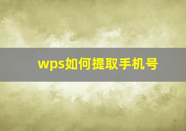 wps如何提取手机号