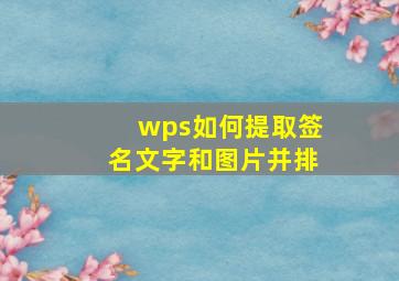 wps如何提取签名文字和图片并排