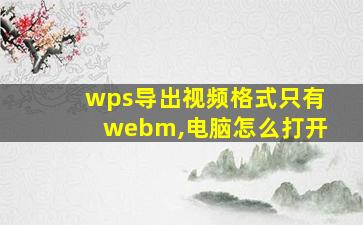 wps导出视频格式只有webm,电脑怎么打开