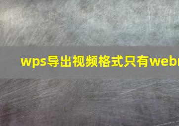 wps导出视频格式只有webm